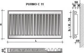 Радіатор Purmo С 22 500х1000 (бокове підключення), фото 2