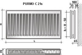 Радіатор Purmo С 22 500х1000 (бокове підключення), фото 3
