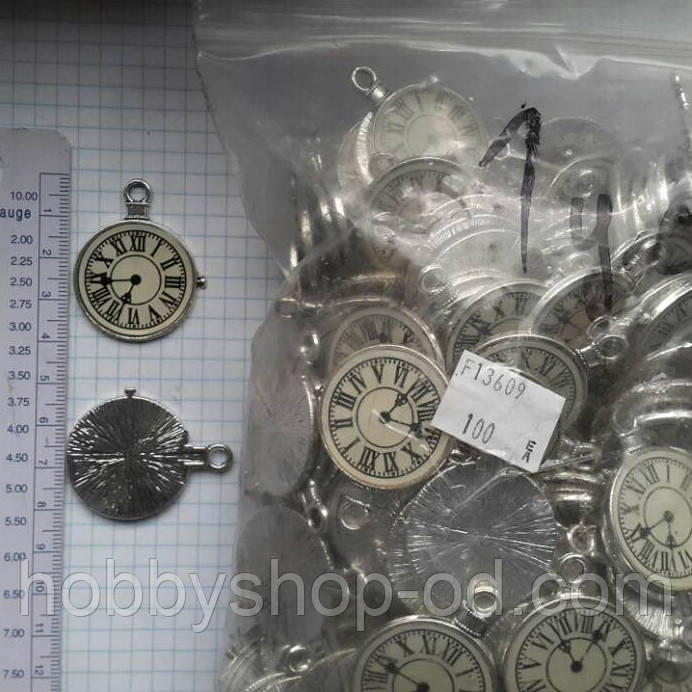 Метал. підвіска "Часи" срібло, 100 шт. в уп., фото 1