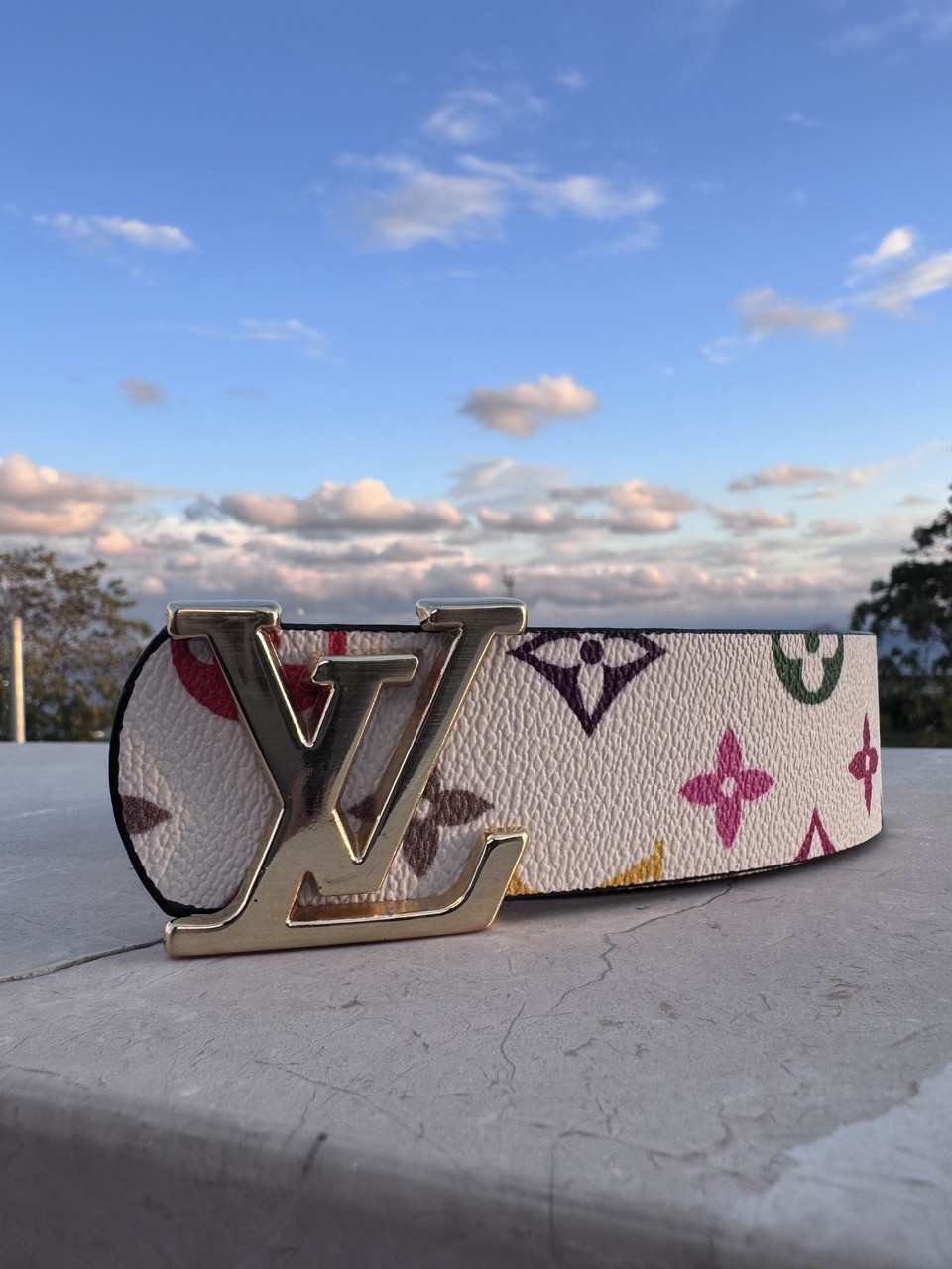 Ремінь жіночий Louis Vuitton ( Луї Вітон) білий, фото 1