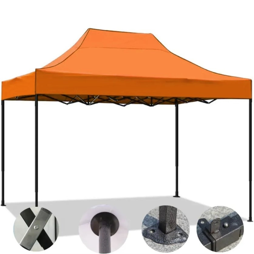 Розсувний Шатер 3*4.5 Жовтогарячий (Чорний каркас). sh345orang