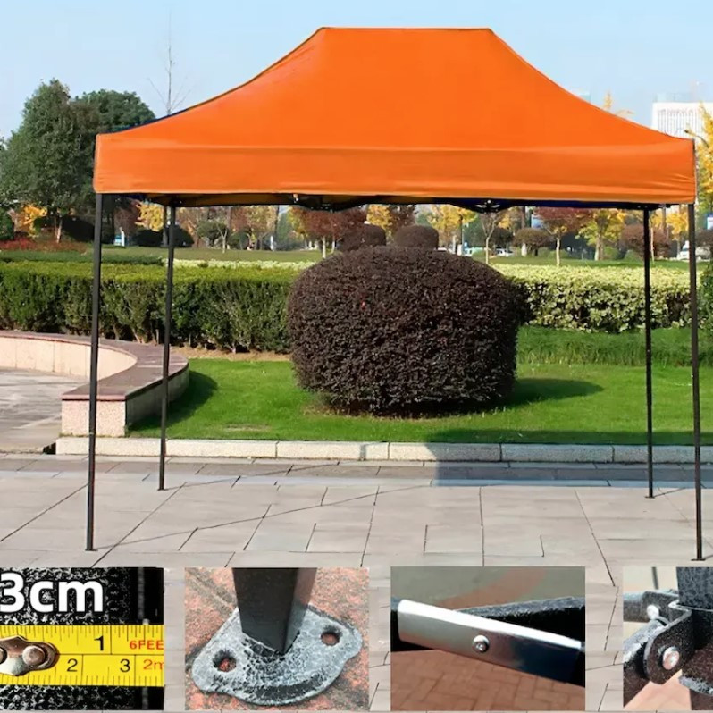 Розсувний Шатер 2*3 Жовтогарячий (Чорний каркас). sh23orang