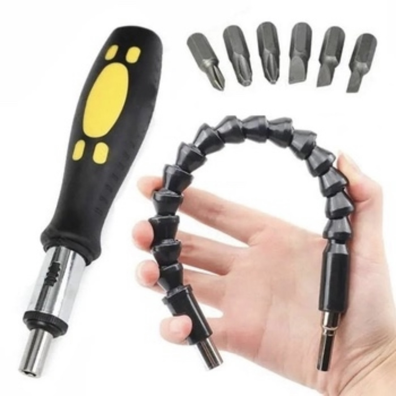 Гнучка біта з 6 насадками SNAKE BIT DL-196 Магнітний подовжувач для викрутки Гнучка викрутка, фото 1