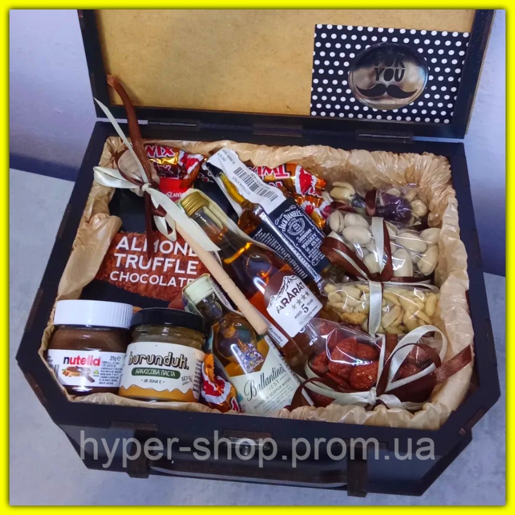 Оригінальний бокс та подарунок брату на свято 14 лютого, чоловічий подарунковий бокс та подарунковий алкогольний набір для, фото 1