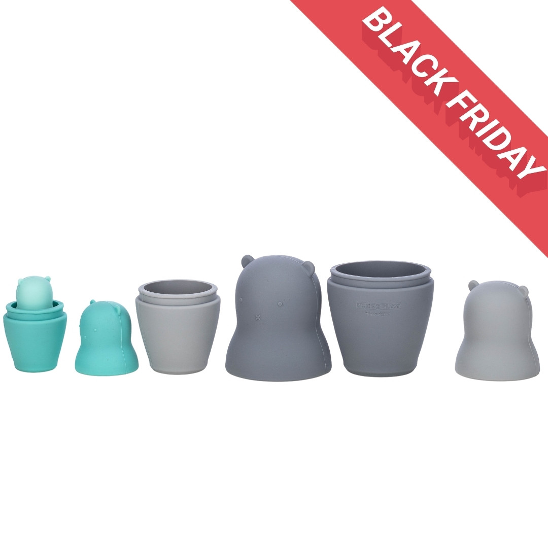 Силіконовий сортер FreeON ведмедики, grey - mint, фото 1