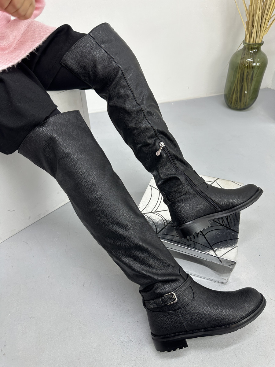 Чоботи жіночі ботфорти VENSI V9 чорні на низьких підборах 36, фото 1