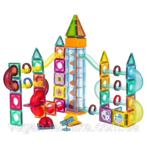 Магнітний конструктор з підсвічуванням 134 ел., фото 1