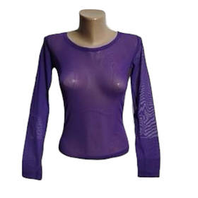 Фіолетовий лонгслів з круглим вирізом, сіточка