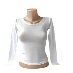 Білий лонгслів з круглим вирізом, сіточка