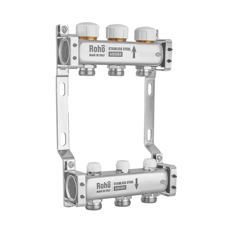 Колектор із термостатичними та запірними клапанами Roho R805-03 — 1"х 3 вих. (RO0057), фото 1