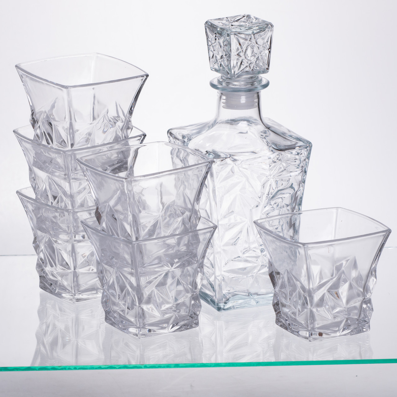 Набір для напоїв графин та 6 склянок для напоїв із товстого скла прозорий 64486-26, фото 1