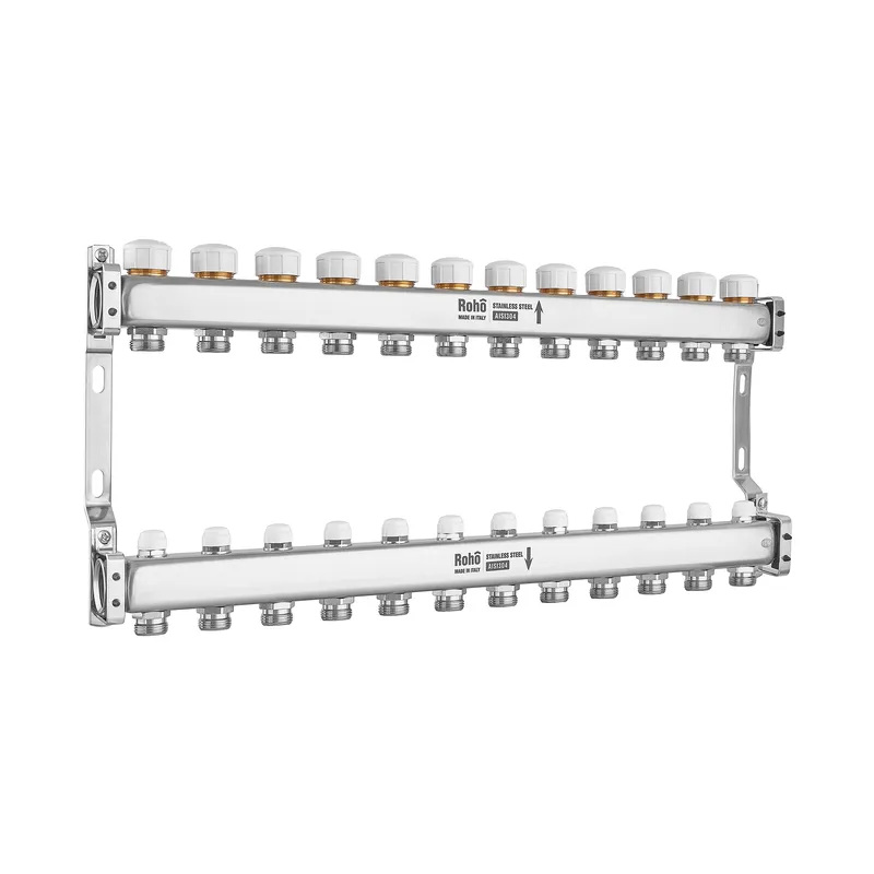 Колектор із термостатичними та запірними клапанами Roho R805-12 — 1"х 12 вих. (RO0066), фото 1