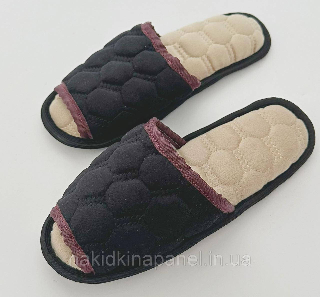 Жіночі хатні тапочки відкриті Чорні Розмір 34, фото 1
