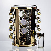 Карусель для спецій 16 баночок по 100 мл чорний мармур HP-1370