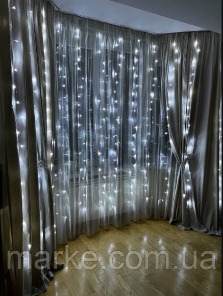 Гірлянда на вікно штора Водоспад 2*2м 240LED штора занавіс білий холодний новорічна