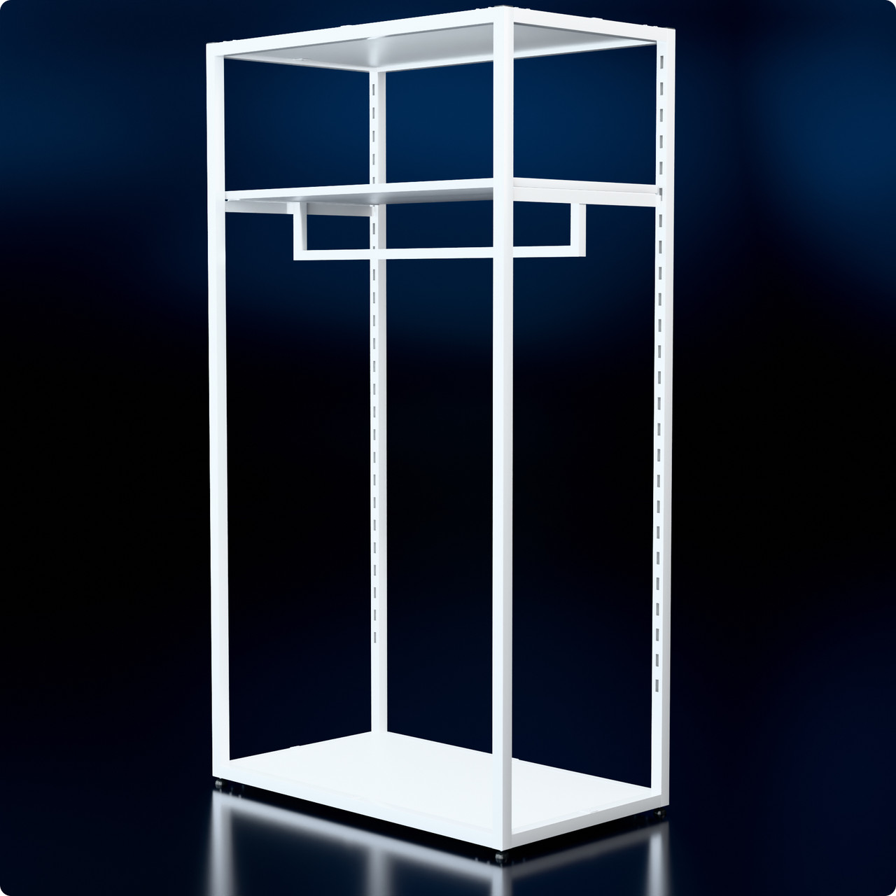 Стійка "PENELOPE ODISSEY" 1500х830х480мм. Стелаж поличний для дому та магазину. Рейл вішало з полицями, фото 1