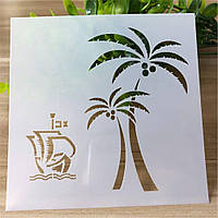 Трафарет для торта Пальма 13 на 13 см сірий