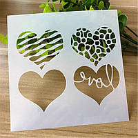 Трафарет для торта Серця 13 на 13 см сірий