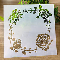 Трафарет для торта Троянди 13 на 13 см сірий