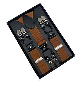 Підтяжки для штанів унісекс 6 металевих кліпс Solve — еластичні, регульовані, світло-коричневі KT7003205