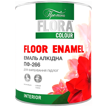 Емаль «Flora Colour» ПФ-266 для підлоги Жовто-коричнева 50кг, фото 1