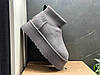 Жіночі черевики UGG Classic Mini Dipper Grey Winter Fur зимові Уггі сірі на платформі з хутром, фото 7