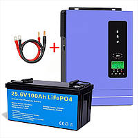 Комплект 3.2 кВт Гібридний інвертор Anern  +  25.6В, Daxtromn LiFePO4 24V/100Ah, джерело безперебійного живлення