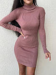 Жіноча трикотажна сукня-гольф в рубчик — облягаюча міні сукня 42–48 Туреччина, фото 8