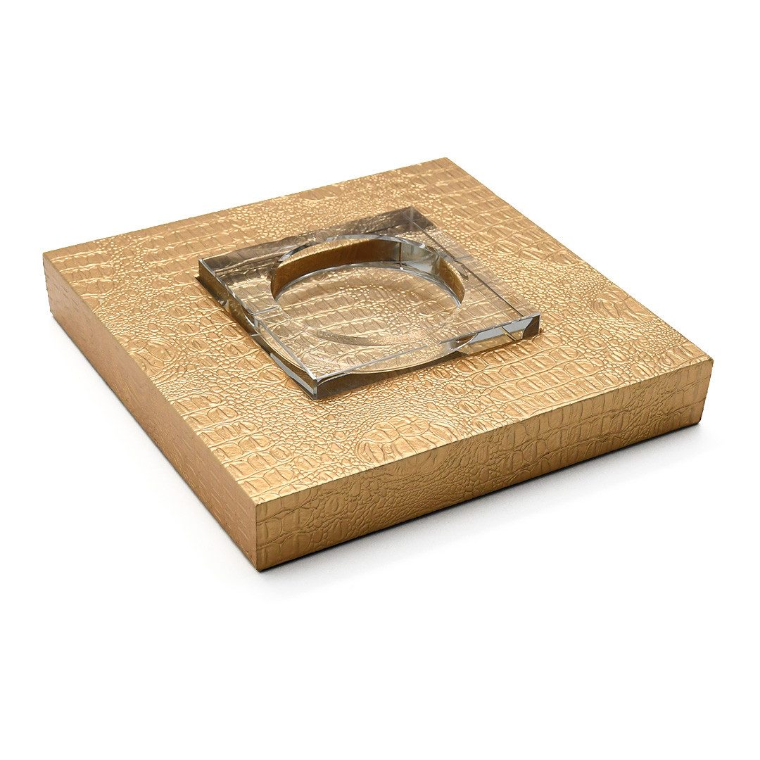 Набір попільничка з підставкою LABREA золотий 25х25х4 см (LAB-75), фото 1