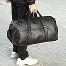 Спортивна сумка з відділом для взуття ARON Black з екошкіра чорна на 28L Унісекс, фото 8