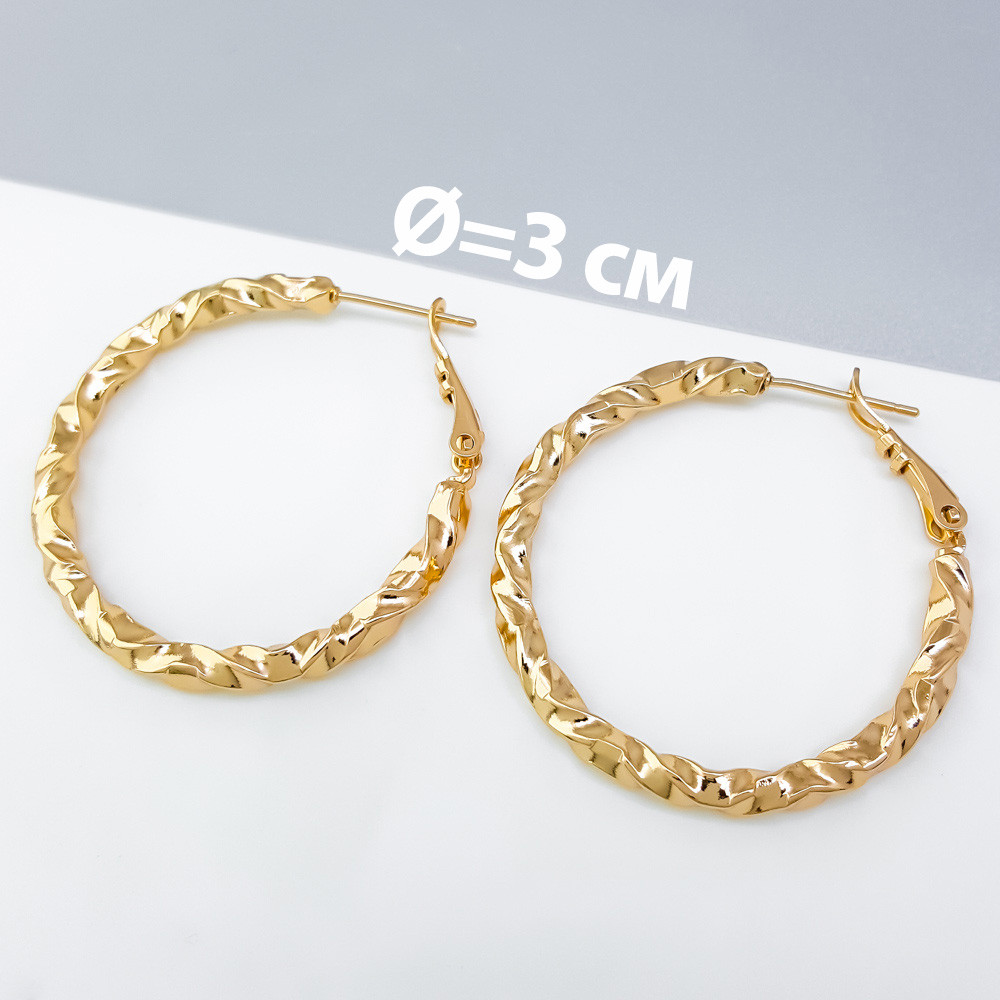 Сережки Конго Спіраль 3 см; медичне золото Xuping 18К, фото 1