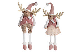 М'яка іграшка Сидячий Олень 2 дизайни, колір рожевий-шампань 92см