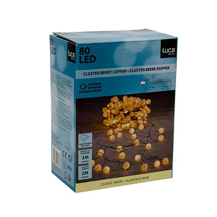 Гірлянда-кластер Luca Lighting Кульки, 80 LED, зелена струна, 5 м, теплий білий, фото 2