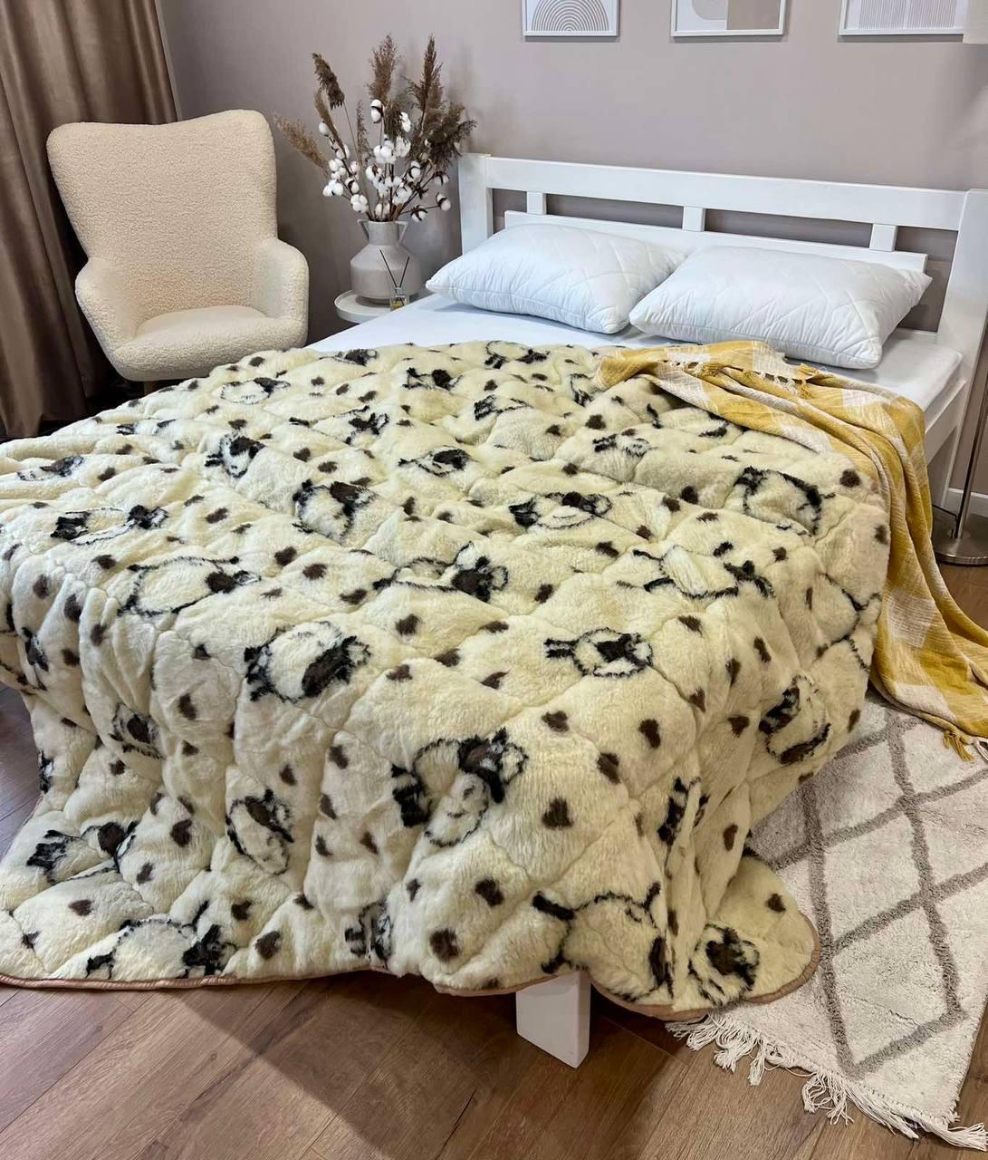 Ковдра зимова з відкритим хутром 350г/м кв., фото 1