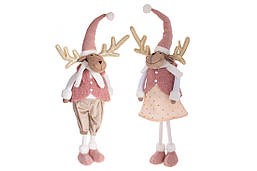 М'яка іграшка Сидячий Олень 2 дизайни, колір рожевий-шампань 88см