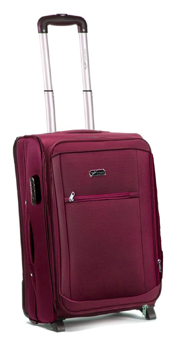 Валіза тканинна WINGS 1701 мала 55 см бордова 2 колеса, фото 1