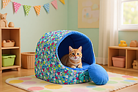 Будка для кішок і собак Зірочка бірюзова №1 360х320х320