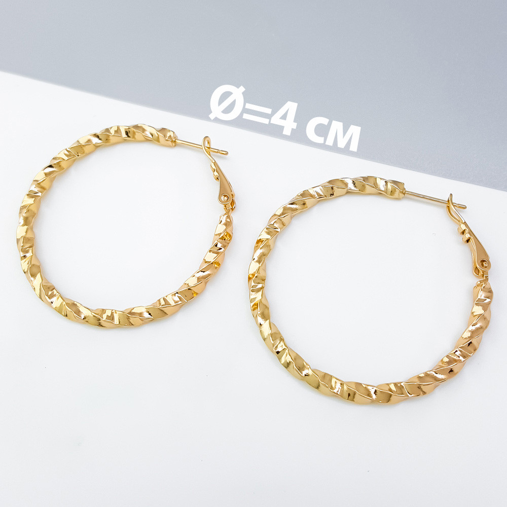 Сережки Конго Спіраль 4 см; медичне золото Xuping 18К, фото 1