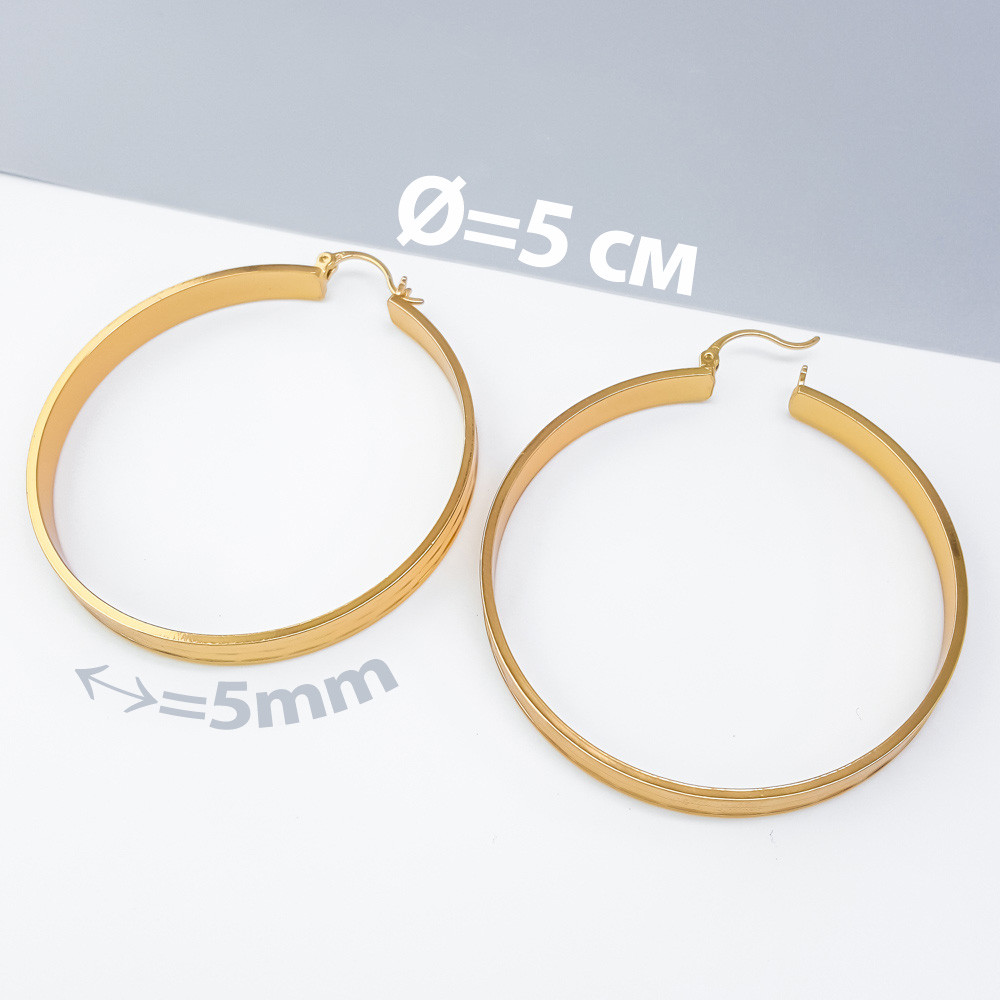 Сережки Широке конго 5 см; медичне золото Xuping 18К, фото 1