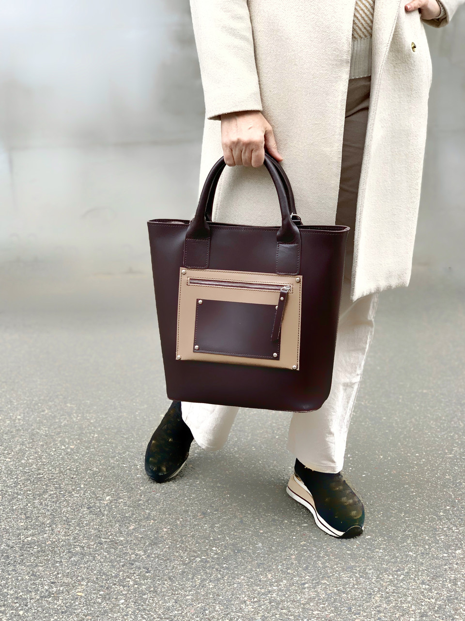 Сумка жіноча "Сієна" натуральна шкіра, шоколадна матова, фото 1