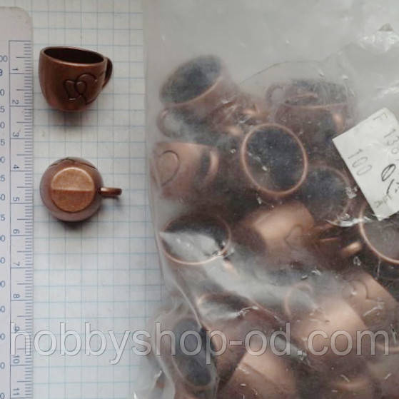 Метал. підвіска "Чашка" мідь, 100 шт. в уп., фото 1