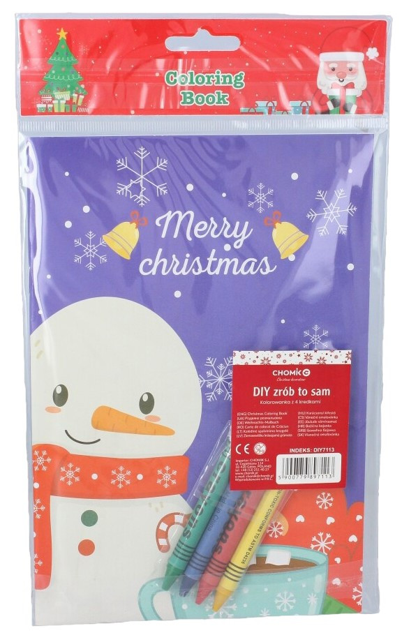 Розфарбовка різдвяна Chomik, фломастери 4шт, Сніговик з кавою