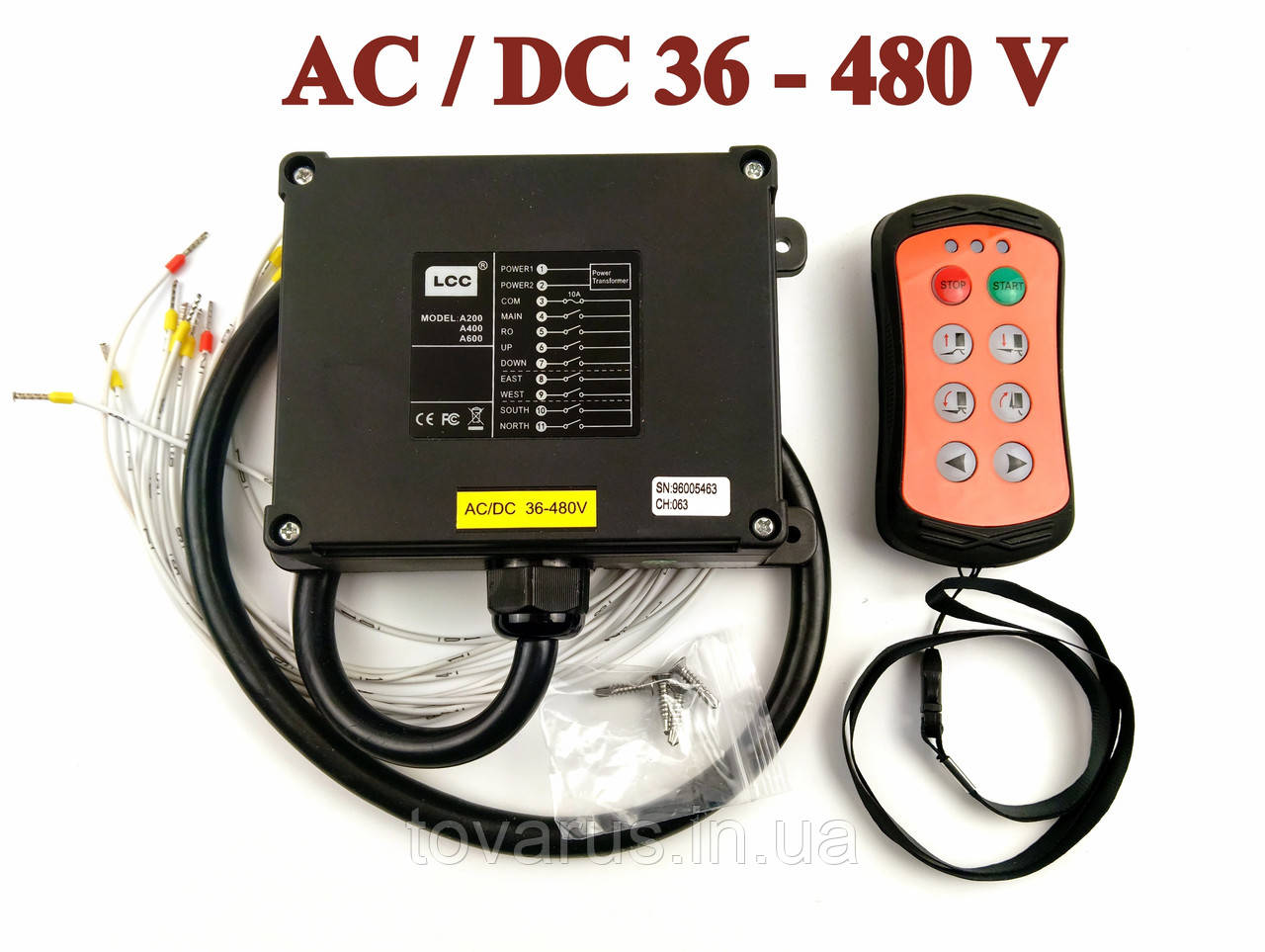 Пульт керування краном навантажувачем 6 кнопок AC/DC 36-480V система дистанційного керування, фото 1