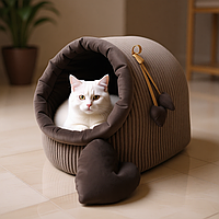 Будка для котів і собак Герос коричнева №1 360х320х320