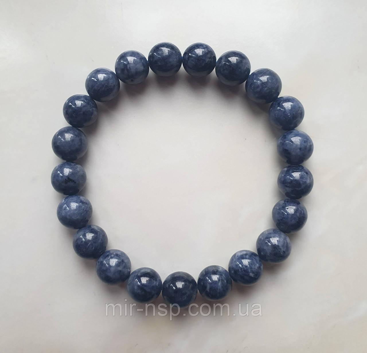 Браслет чоловічий 100% натуральний сапфір 9,5 мм вага 36г, фото 1