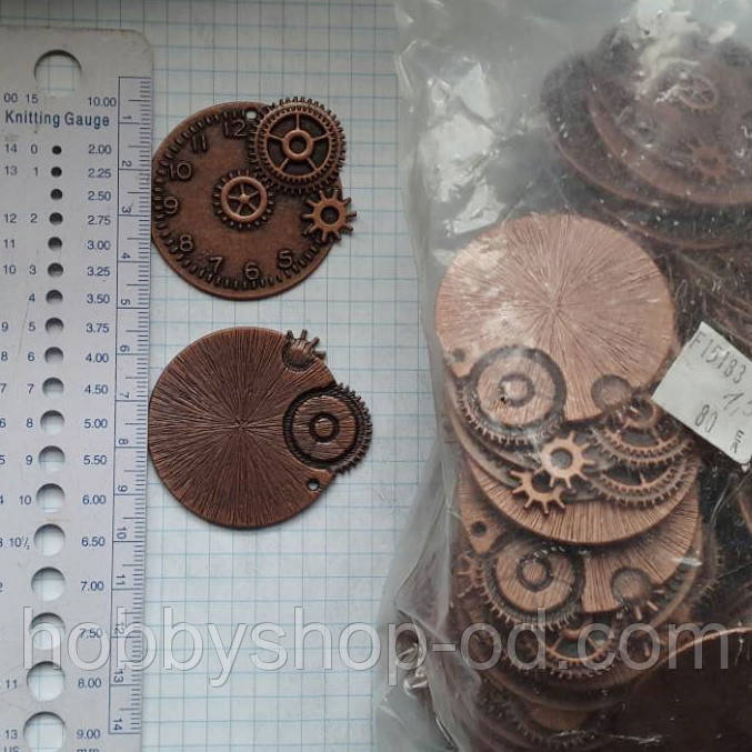 Метал. підвіска "Часи" мідь, 80 шт. в уп., фото 1