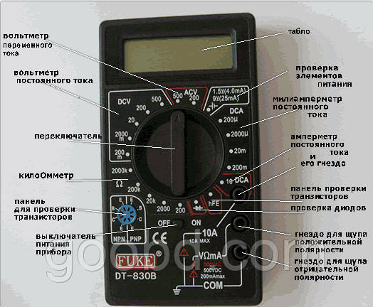 Компактный цифровой мультиметр dt-830b качественный dt-830в - фото 4 - id-p32692101