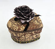 Скринька у формі серця з квіткою, тканинне оздоблення, 12.5×14×13 см, фото 4