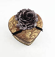 Скринька у формі серця з квіткою, тканинне оздоблення, 12.5×14×13 см, фото 2