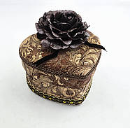 Скринька у формі серця з квіткою, тканинне оздоблення, 12.5×14×13 см, фото 6